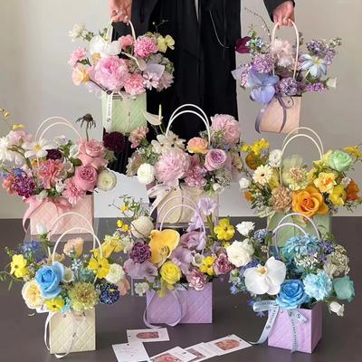 Portable Flower Packaging Box Wedding Decoration Gift Bag Handbag Valentine'S Day Birthday Party Decor Diy Bouquet Packaging
