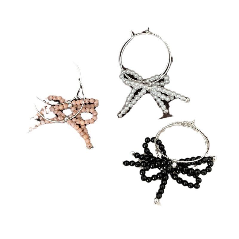 Niche Design Sense Bow Beaded Earrings Female Sweet And Cute Elegant Exquisite Fashion Versatile Earrings
