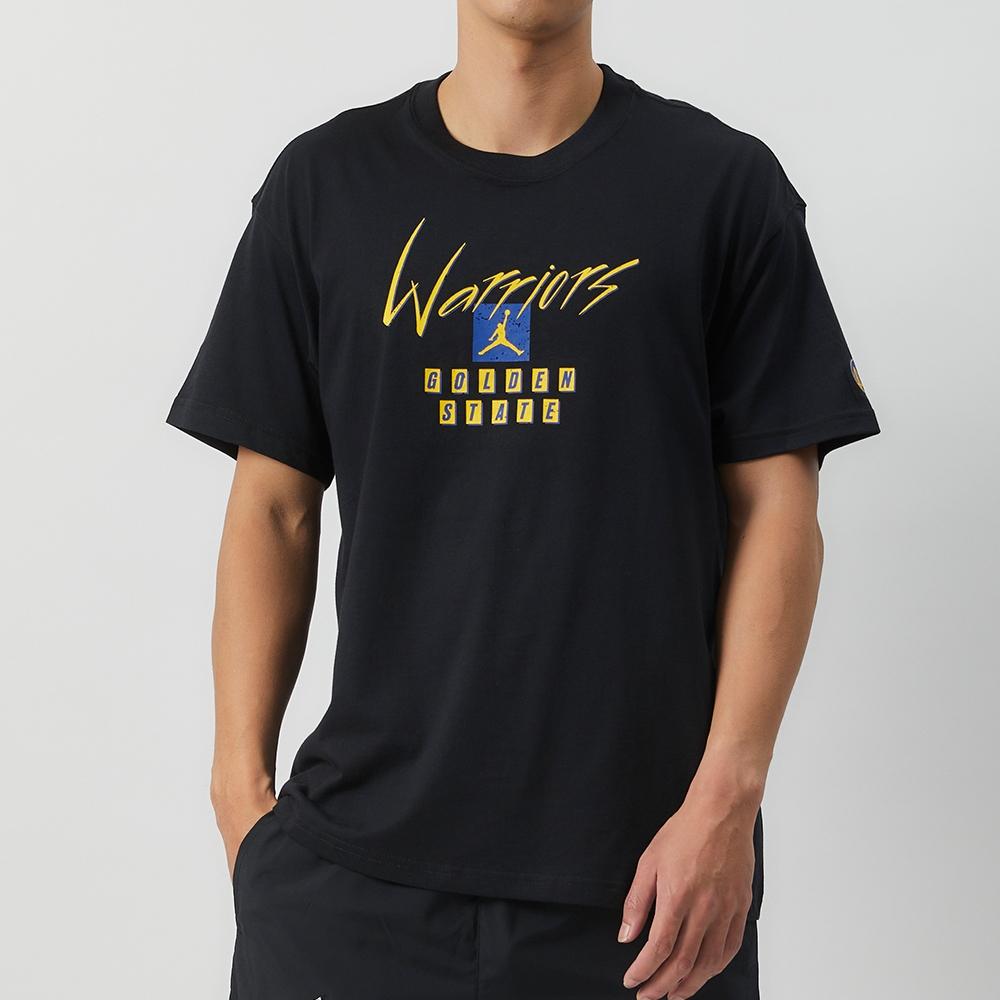 Jordan NBA Warriors Logo Crew Neck Casual T-Shirt, Version 1 Men Tops Black FN1065-010