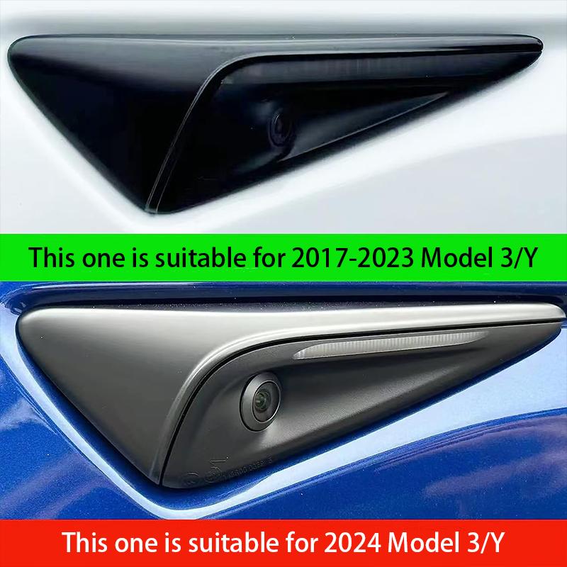 For Tesla M 3/Y Side Camera Protection Cover Carbon Fiber Fender Trim Cover 2017-2026 Glossy Fit Car Modification Accessories