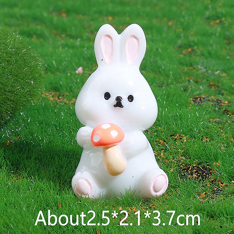 

Милые грибные кролики, микропейзаж, кукольный домик, поделки из смолы, маленький орнамент в виде кролика, микропейзаж, аксессуары для украшения дома