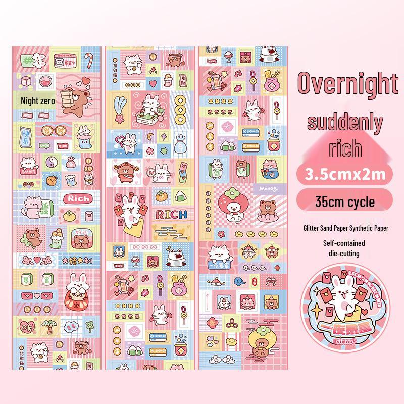 

Блестящий вырубной скотч Счастливое граффити Милые мультяшные наклейки для украшения журнала Коллекция