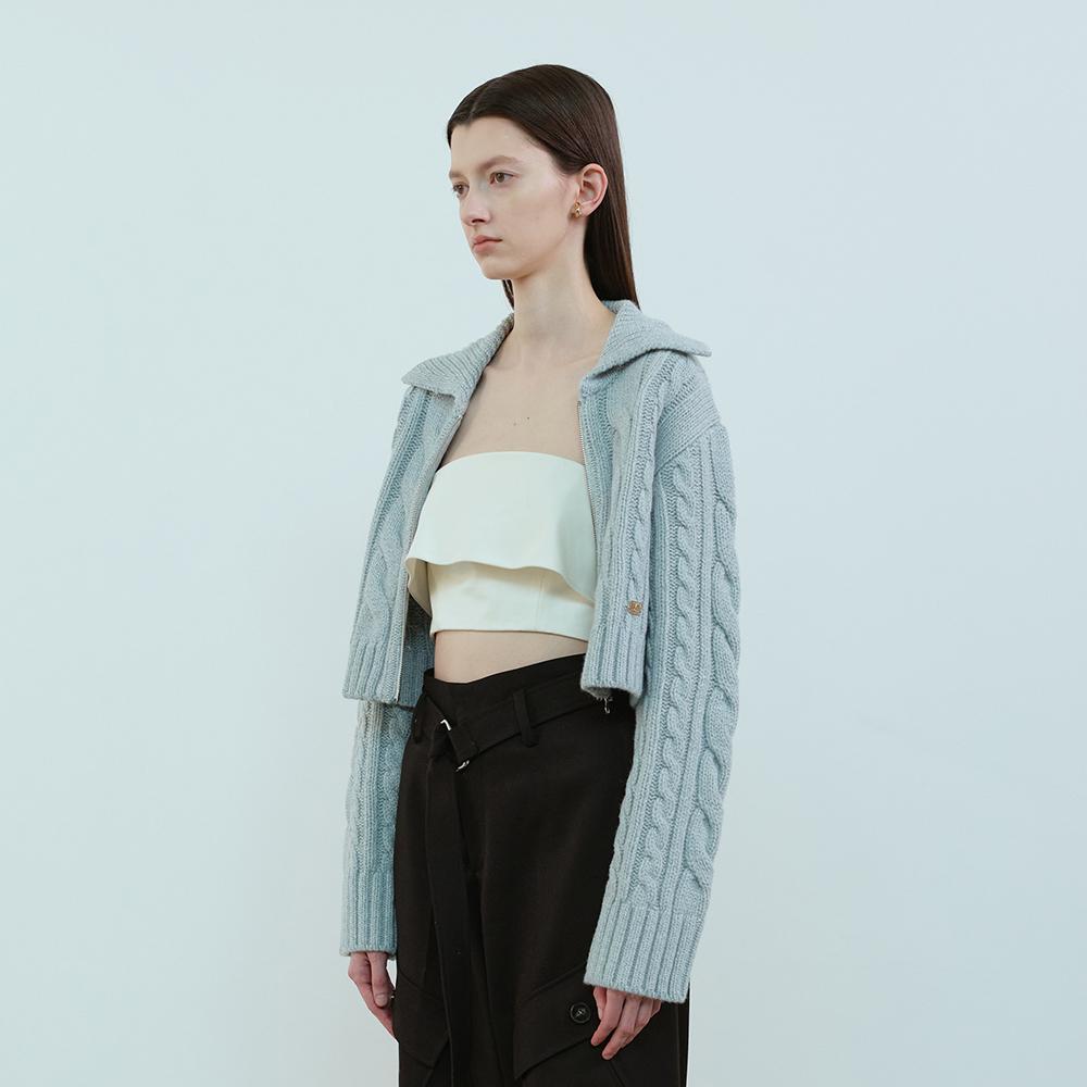 Moonsward Sky Cable Zip-Up Cardigan