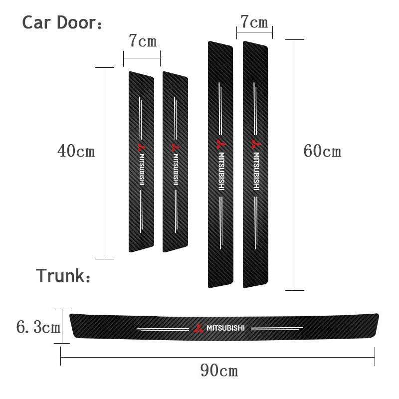 1/4/5Pcs Carbon Fiber Sticker Car Threshold Protective Film For Mitsubishi Lancer Ralliart ASX Mirage Pajero Xpander Attrage Ex WJ4