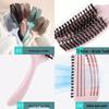 Pig Bristle Fluffy Styling Six-Claw Straightening Hollow Rib Massage Comb
