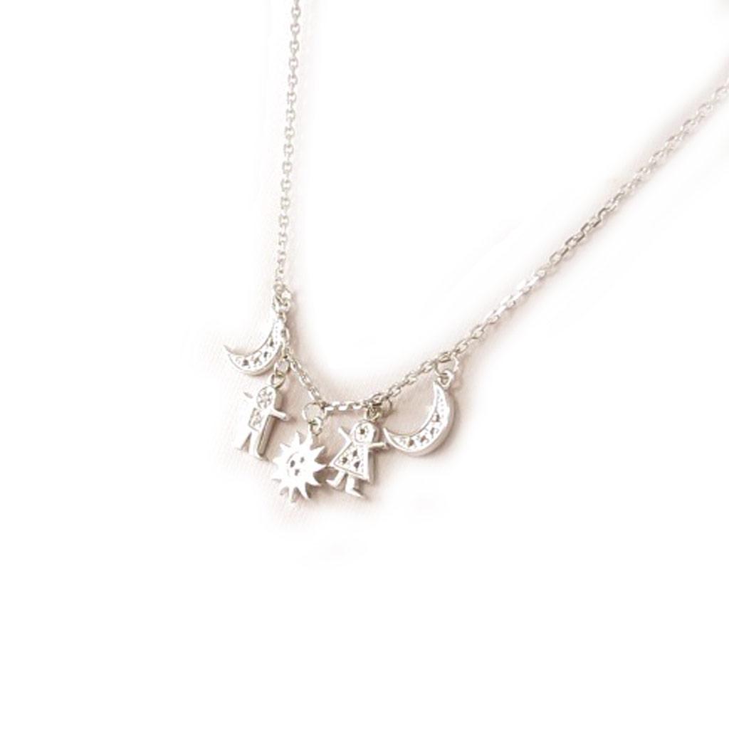 Les Trésors De Lily [C6809] - Silver Necklace 'Famille' Silver White (rhodium-plated) - 15 Mm