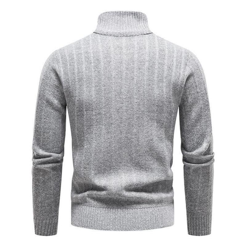 New Men's Sweater, High Street Pile, Pile Collar Pullover, Knit, Solid Color Base Layer