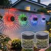 Metal Pattern Solar Lights Wall Light, 7 Color Changing Fence Outdoor Projection Seven LED Lamp, Waterproof Garden Lamp for Yard Patio Backyard Decor