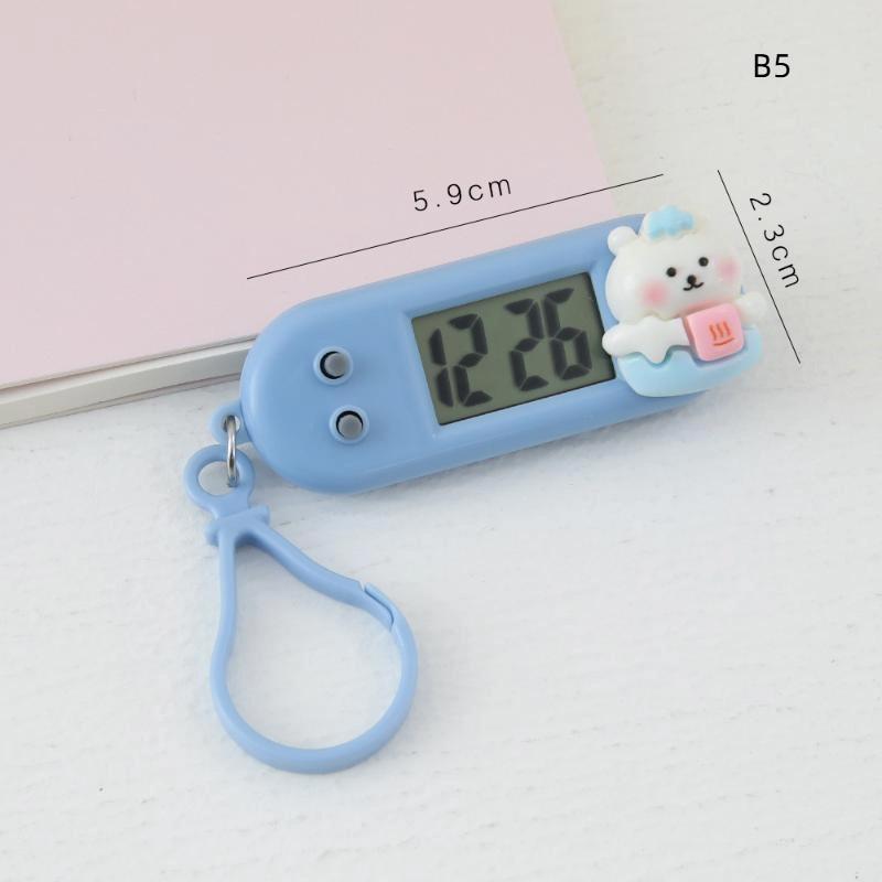 Portable Electronic Clock Keychain Mini Pocket Electronic Oval Hanging Watch Digital Table Time Date Display Clock For Student