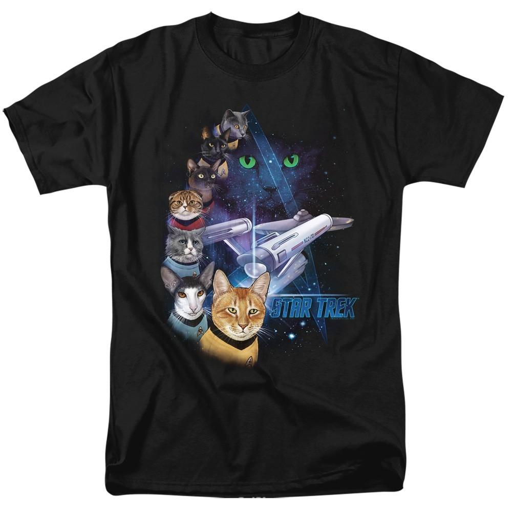 Star Trek Feline Galaxy Mens T-Shirt S-5XL Cat Crew Enterprise Licensed Tee S