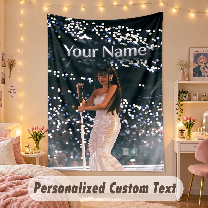 Custom Personalized Tapestry,Ayliva Print Custom Name Text Wall Art Hanging for Bedroom