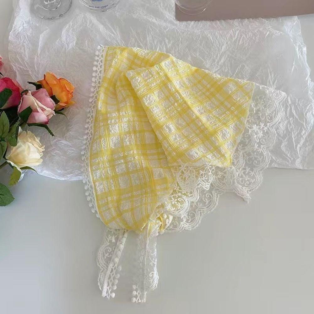 Multicolor Lace Hair Scarf French Pastoral Style Crochet Triangle Headscarf  Spring Outing