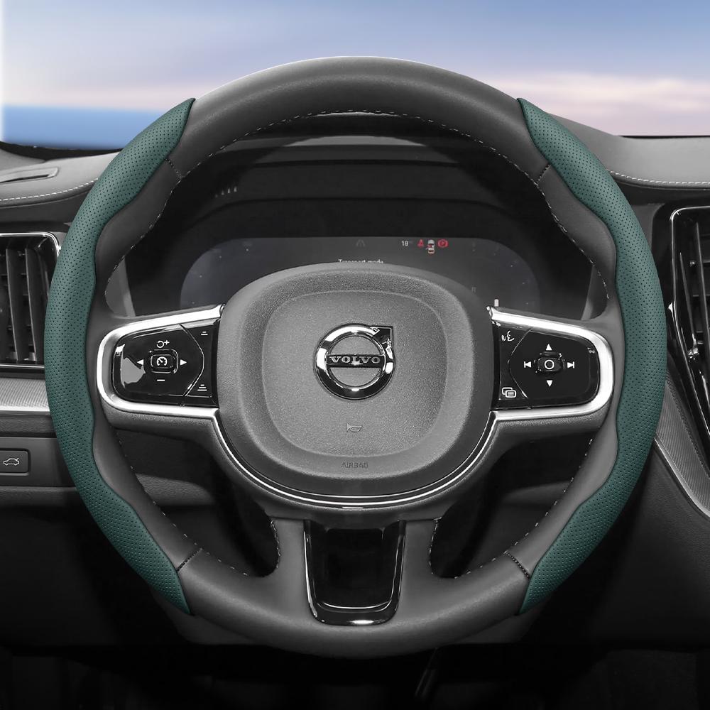 Suitable for Volvo Breathable Holes Leather Steering Wheel Cover Segmented Quick Release Design Non-Slip Durable V40 V70 S60 C30 S40 