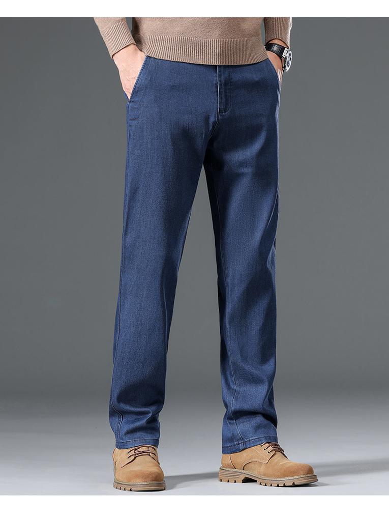 Antonio Men's Autumn Thick Jeans Business Casual Skin friendly Smooth Pants