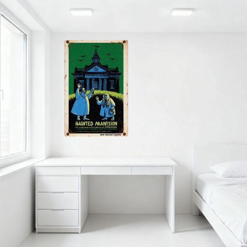 Vintage Haunted Mansion Tin Sign, Gothic Ghost & Ghostly Figure Metal Poster, New Orleans Square Wall Decor for Bar Pub Home, 8x