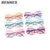 New children's gradual change cat's eye frameless sunglasses girls personality street concave shape essential sunshade sunglasses