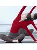 Damen Herbst/Winter Hochdehnbare Rote Langarm-Yogatop - Nude-Gefühl Halber Reißverschluss Fitness-Set