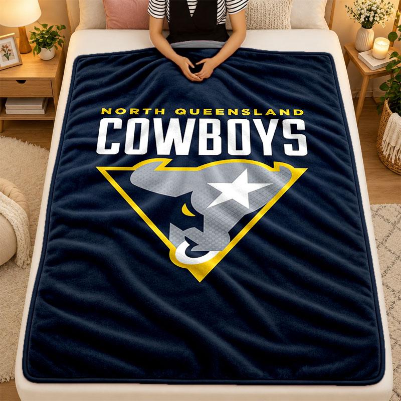 Flannel BlanketNorth Queensland Cowboys Warm Soft Throw Blanket for Indoor Sofa Bed Living Room Use