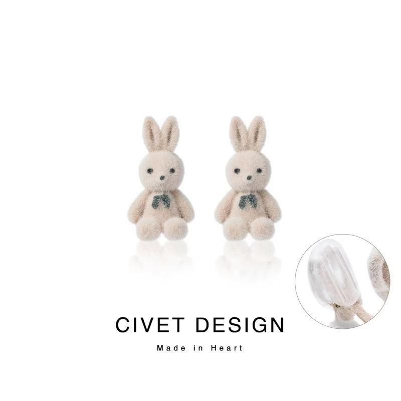Cute Bow Bear Stud Earrings - Non-Pierced, Versatile, Cartoon Style for Girls