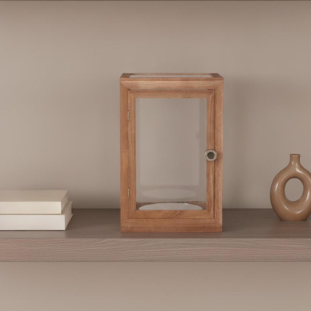 Wooden Display Cabinet with Glass Panels Dust-Resistant Glass-Front