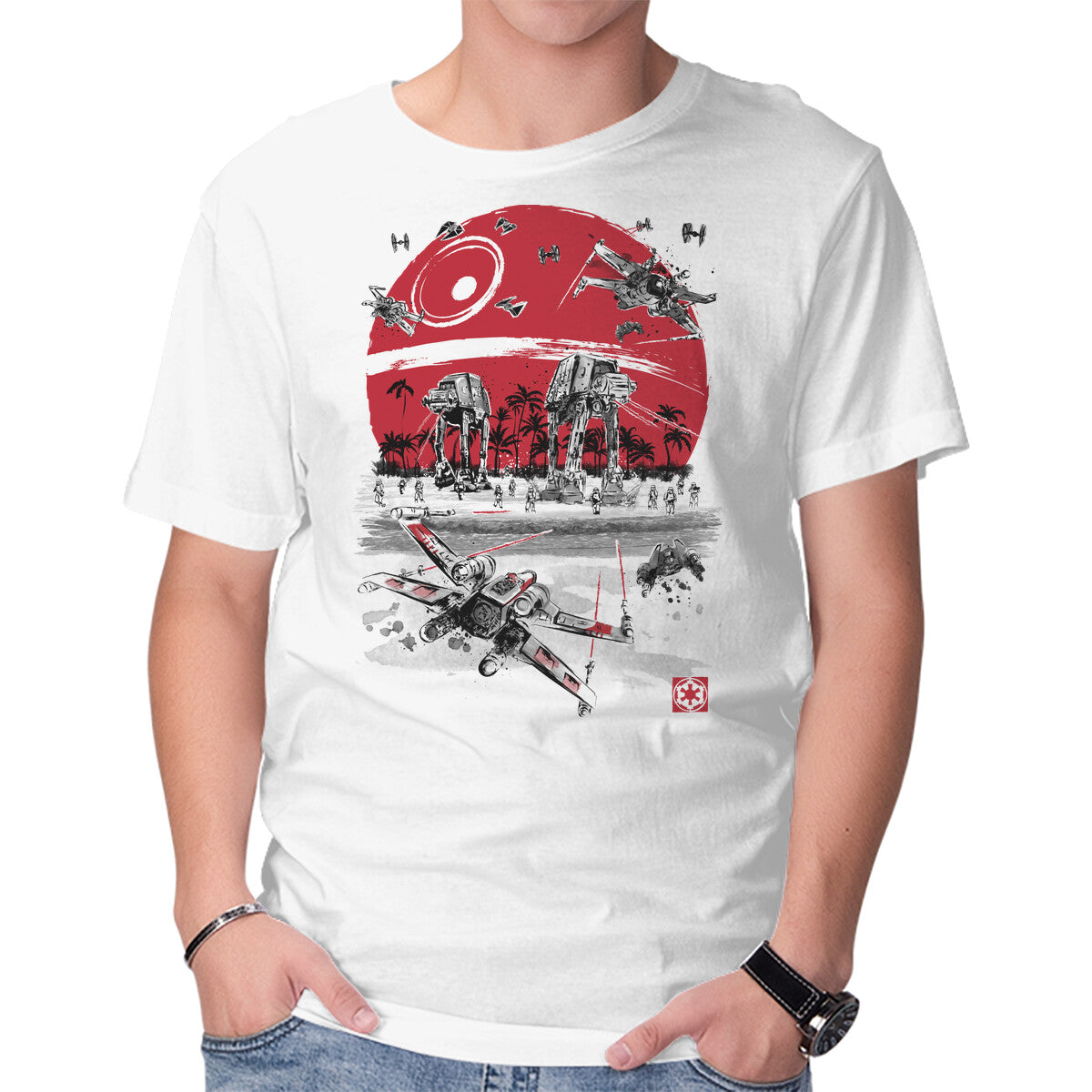 Unisex Crew Neck T-Shirt Battle On The Beach Graphic Short Sleeve Casual Tee XXL