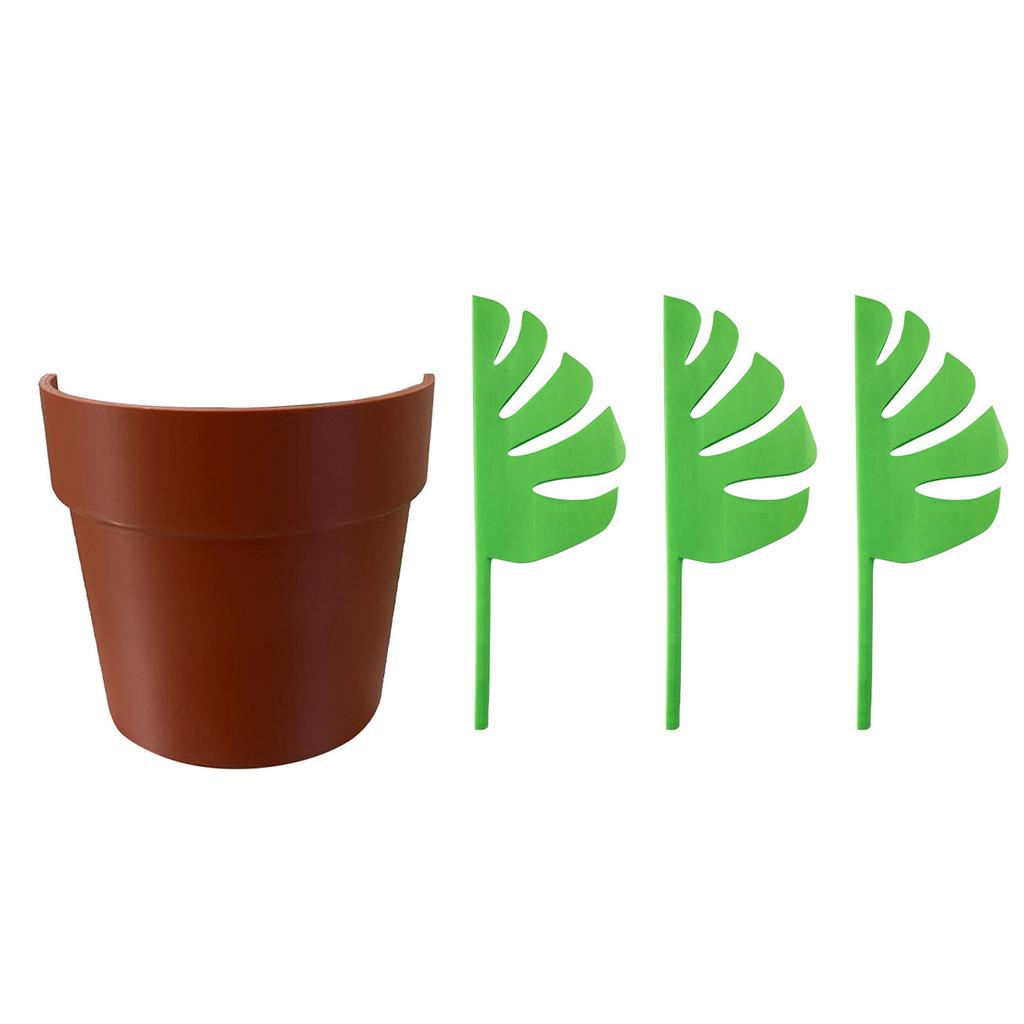 Wall Mounted Bathroom Organizer with Mirror and Monstera Pattern Toothbrush Holder for Jewelry Storage