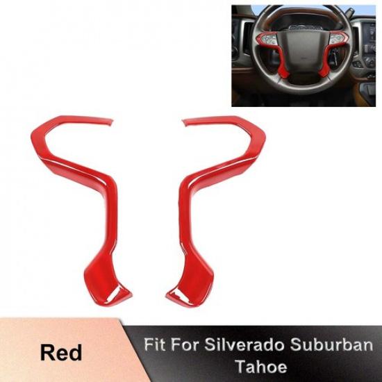 Red For Chevy Silverado GMC Sierra 14-18 Console Steering Wheel Cover Trim Decor