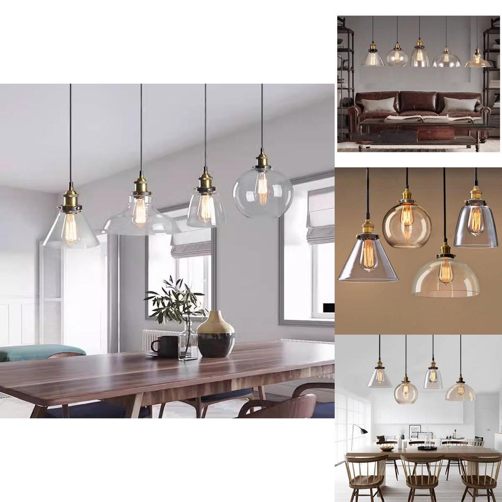 Elegant Retro Glass Pendant Light Fixture With Adjustable Height For Restaurants And Bars