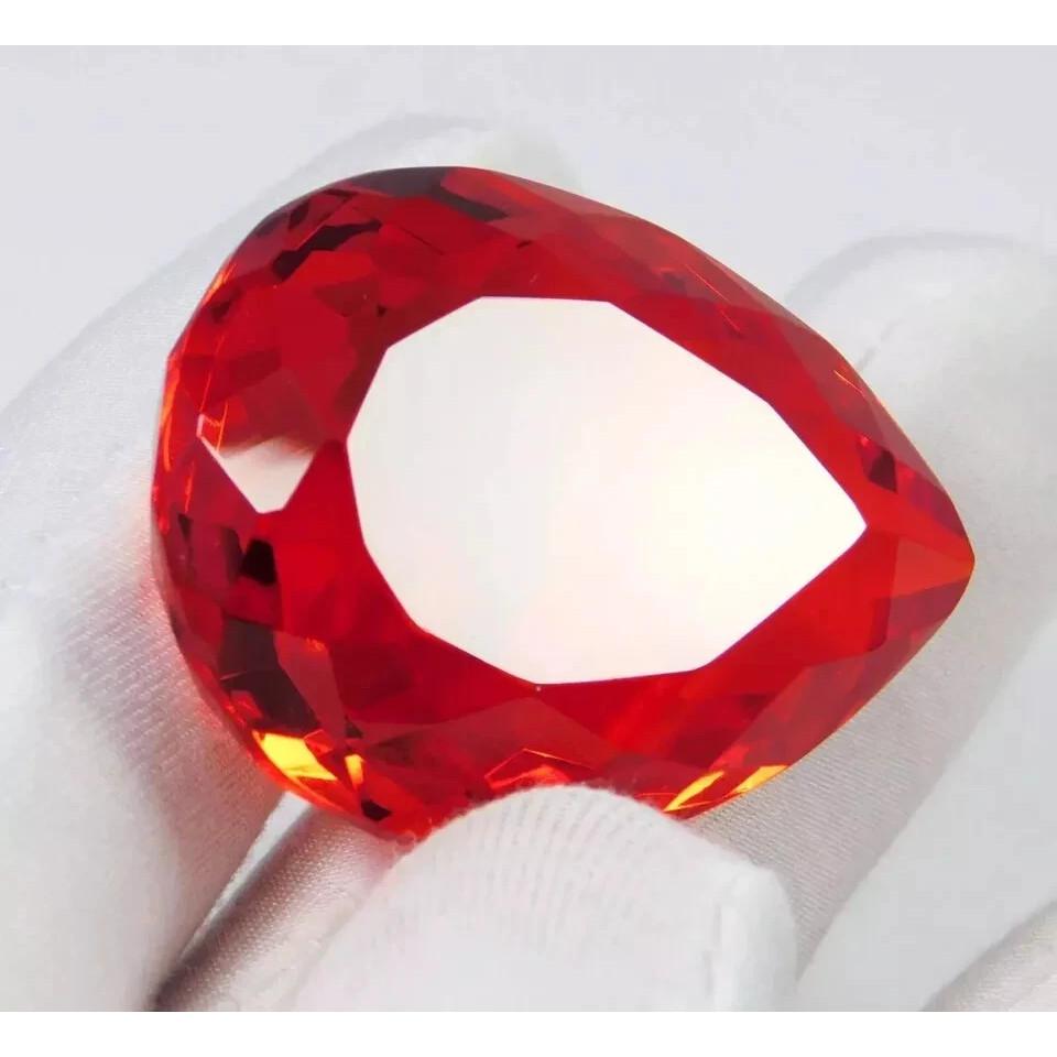 Stunning Natural Orange Fire Opal Mexican 80+ Ct Pear Cut Certified Gemstone