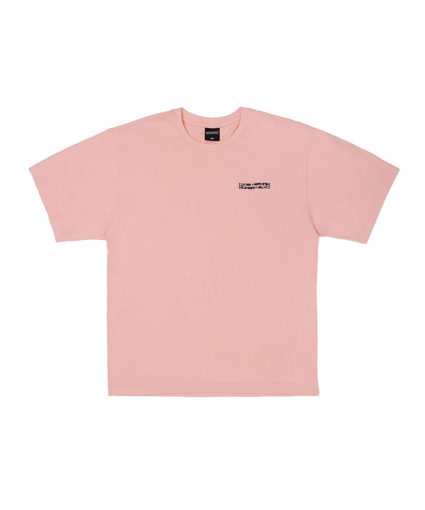 Aimnaseohyumeonbiing Embroidery Front Short Sleeve T-Shirt - Pink