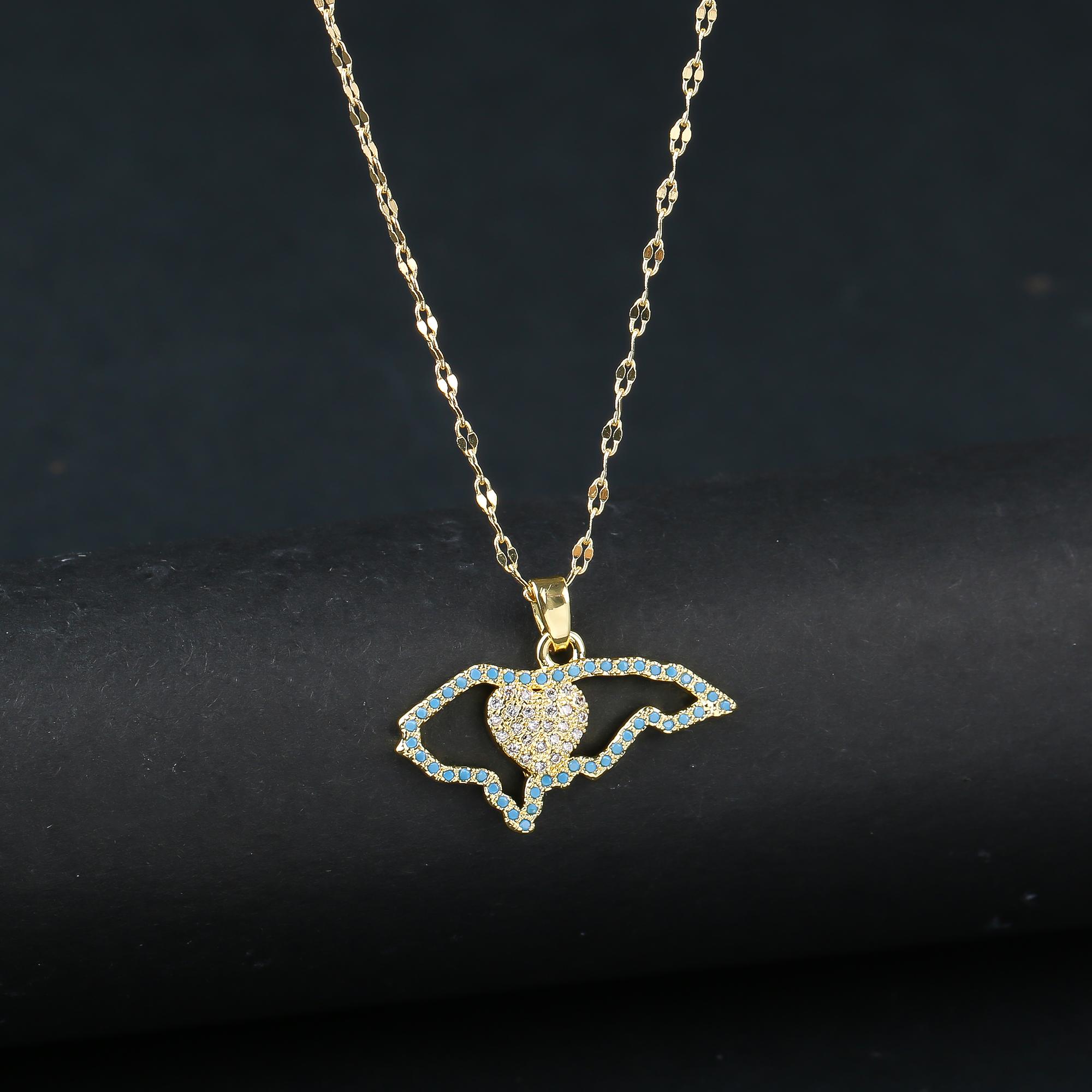 Hot Sale Full Zirconia Venezuela Flag Map Pendant Necklace for Man Woman Fashion Party Wedding New Zircon National Day Gift