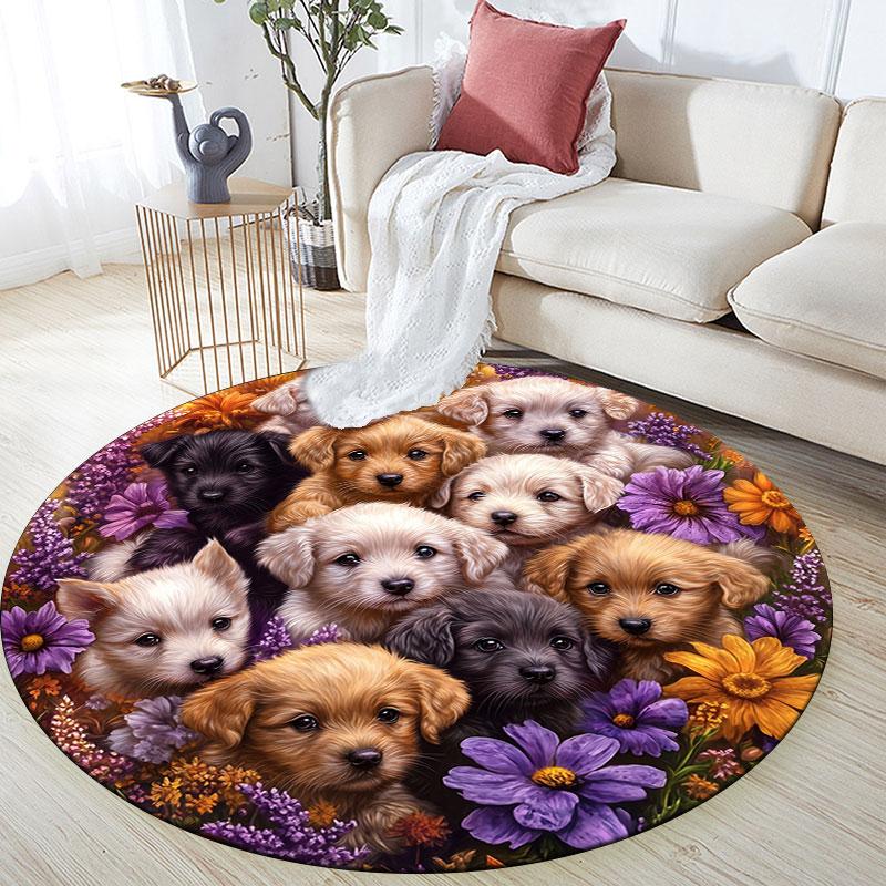 Cute Animals pattern round rug,Carpet Rug for Living Room Bedroom Playroom ,Non-slip Floor Mat,Holiday Gifts and Birthday Gifts.