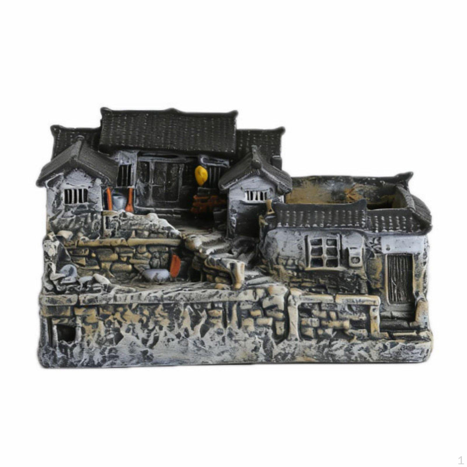 Traditional Village Pot Retro Style Miniature House Planter Nostalgic Design Resin Farmhouse Bonsai