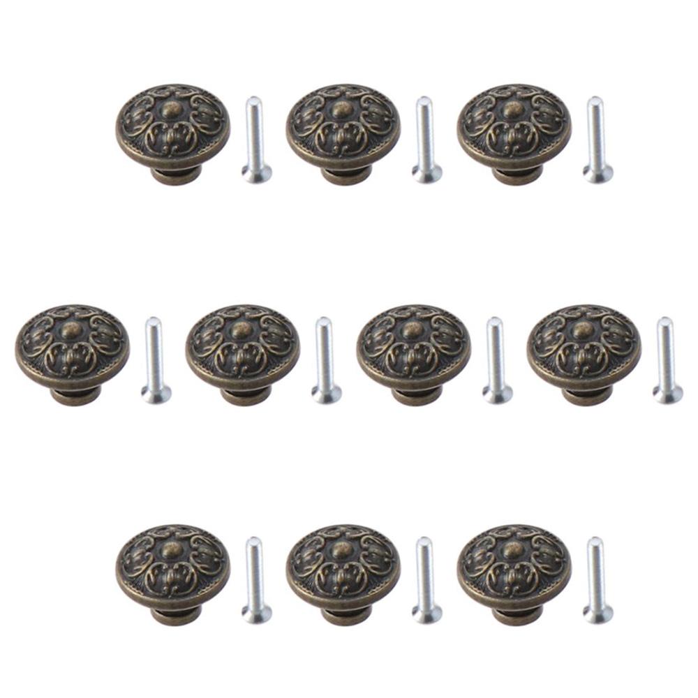 Retro Brass Bathroom Pulls Bronze Single Hole Closet Door Knoks Solid Round Cabinet Knobs for Warehouse, Glass Door& Garden Door