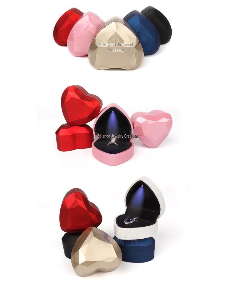 Elegant Heart-Shaped Jewelry Box with LED Light for Ring or Necklace.