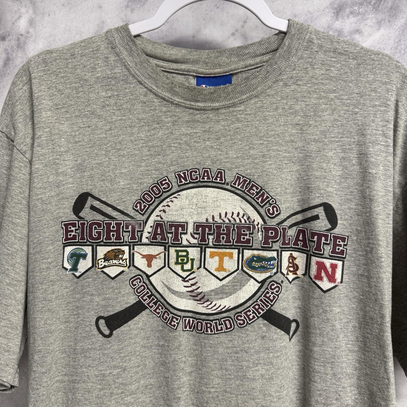 Vintage 2005 NCAA Mens College World Series T Shirt Mens XL Gray Y2K Champion S