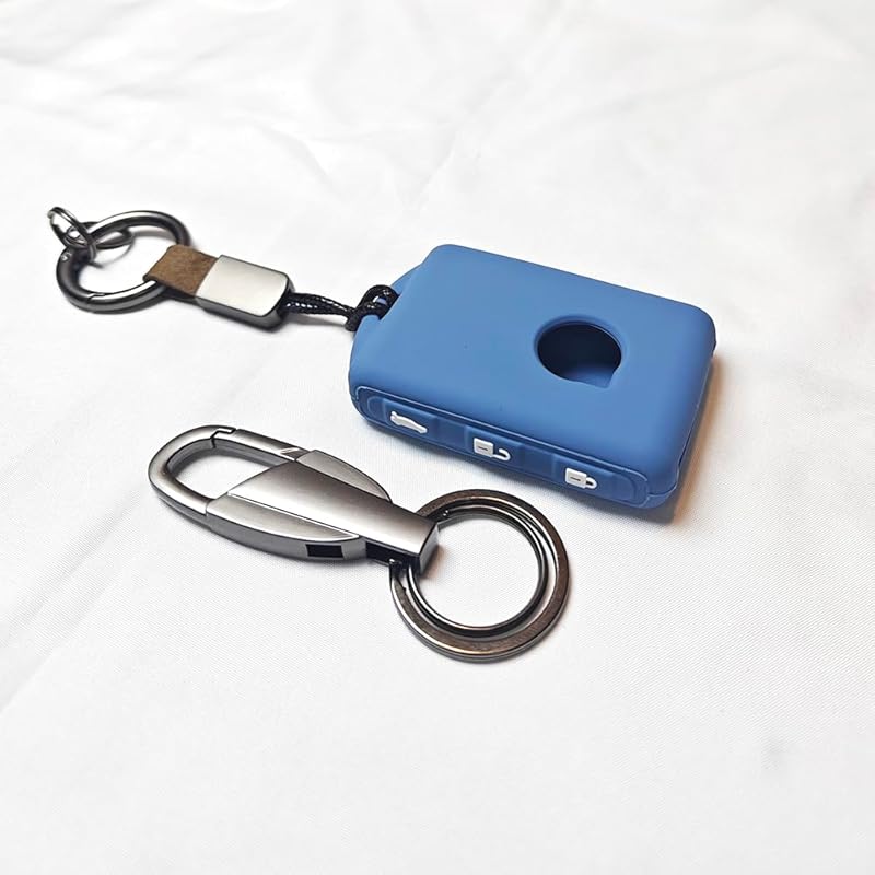 for Volvo Silicone Key Cases, Premium Soft Remote Key Protective Case XC60 XC90 XC40 S90 V90 V60 S60 (Blue)