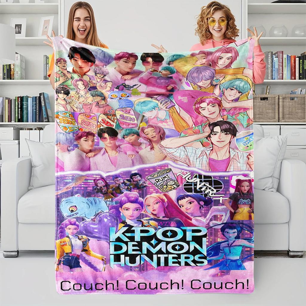 K-Pop Demon Hunters Fan Gifts Blanket Anime Flannel Throw Blanket Suitable Home Leisure Camping Travel Multifunctional Blanket