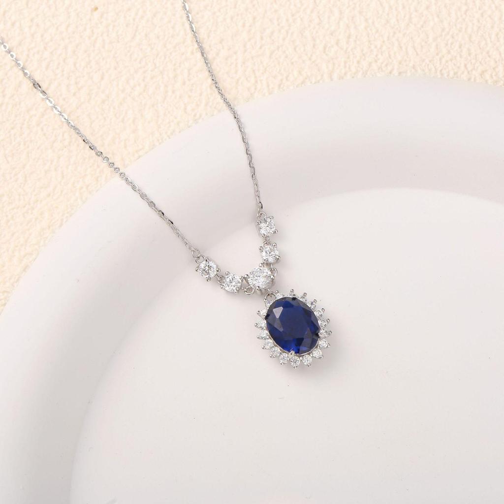 Elegant S925 Sterling Silver Blue Starry Sky Pendant Necklace - High-End Design with a Light Luxury Touch