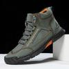 Plus-size Leather Boots, Men's Fashionable Ankle Boots, Flat Lace-up Casual Shoes
