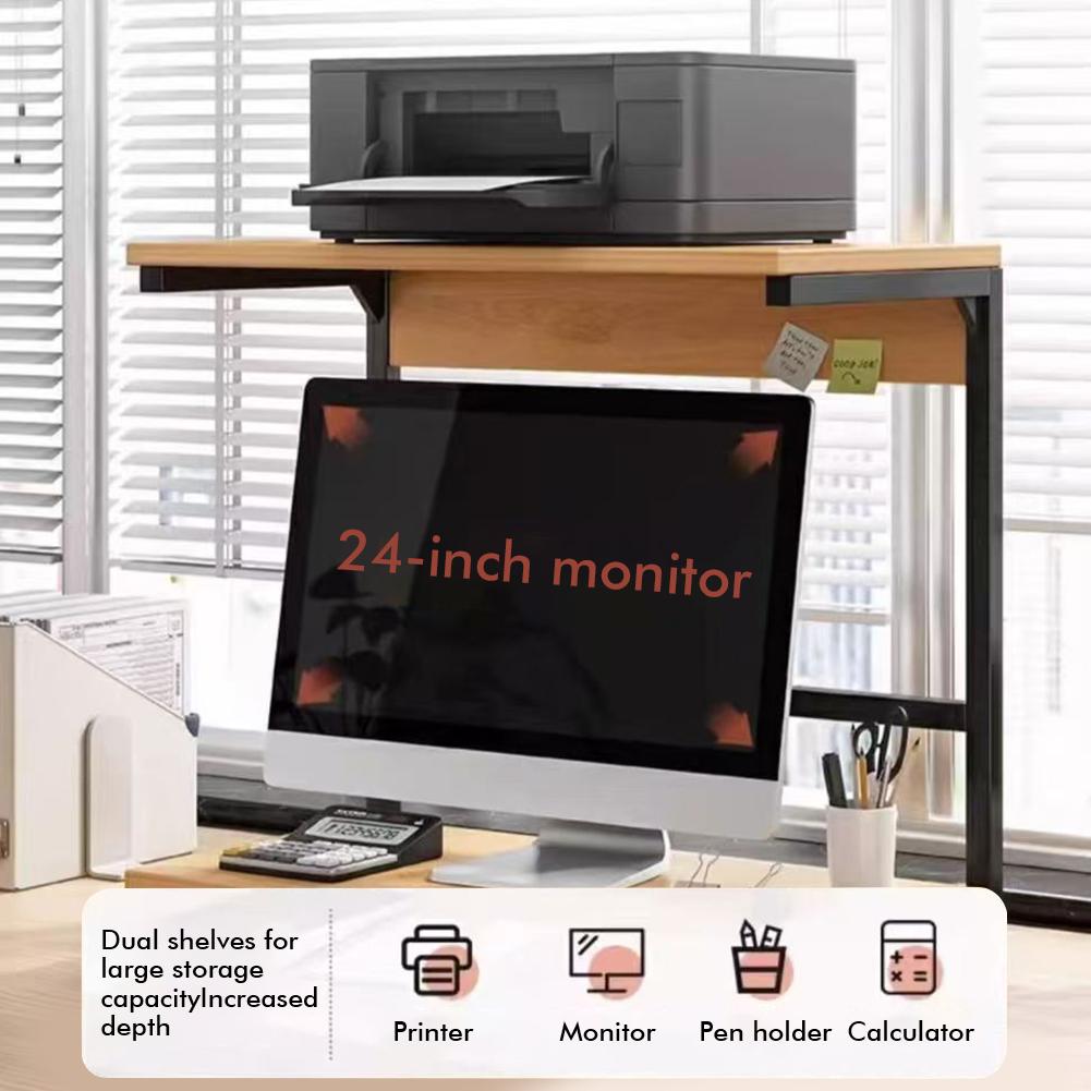 2-Tier Computer Monitor Riser Printer Stand Monitor Desktop Stand Desktop Storage Rack Office Desk Organizer