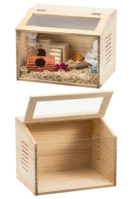 To Pet Cage for Small S Size Solid Acrylic Board On the with Ventilation for Guinea and [Easy Assemble] Animals/reptiles, (width 40cm), Wood, Front,