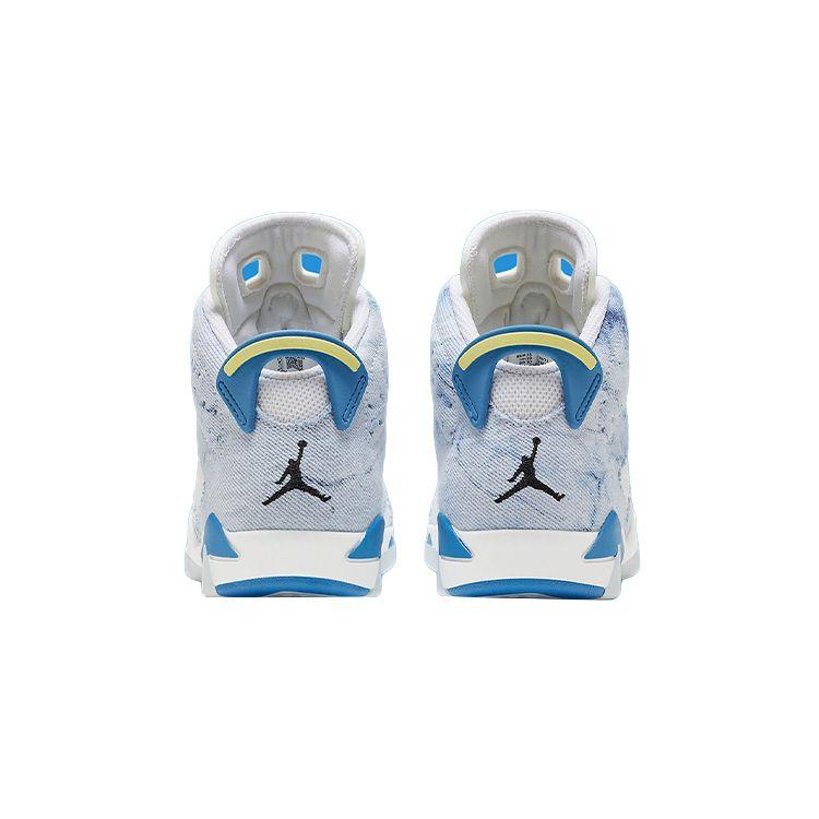 Air Jordan 6 Retro PS GS DX6176-100 Washed Denim White Blue Kids Sneakers