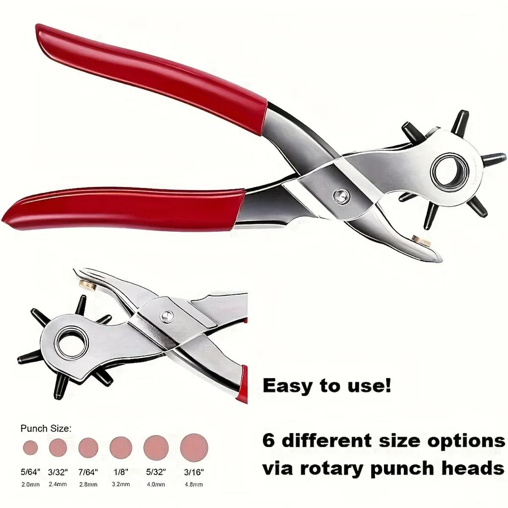 Lederlocher, 9-Zoll-Gürtellocher für strapazierfähiges Leder, drehbarer Handlocher in 6 Größen für Ledergürtel
