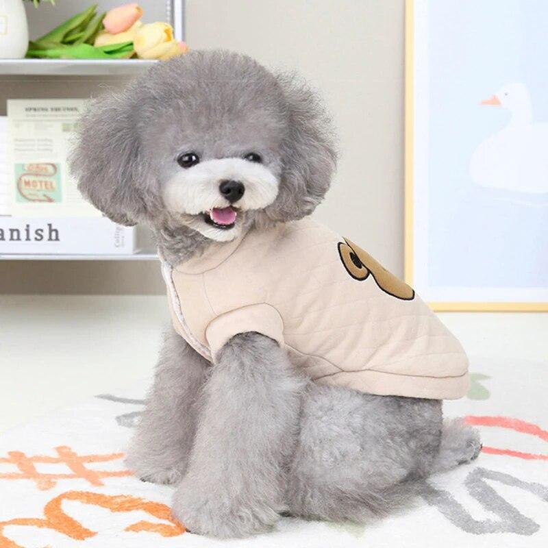 Winter Warm Dog Coat Soft Thick Cotton Dog Jacket for Small Medium Dogs Cute Bear Pattern Puppy Vest Yorkie Chihuahua Clothing