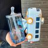 BPA FREE Bus Toy Bottle for Kids Gift Tritan Straw Water Bottle Cup Charming Girl Boy School Kindergarten Travel Kettle with Straps