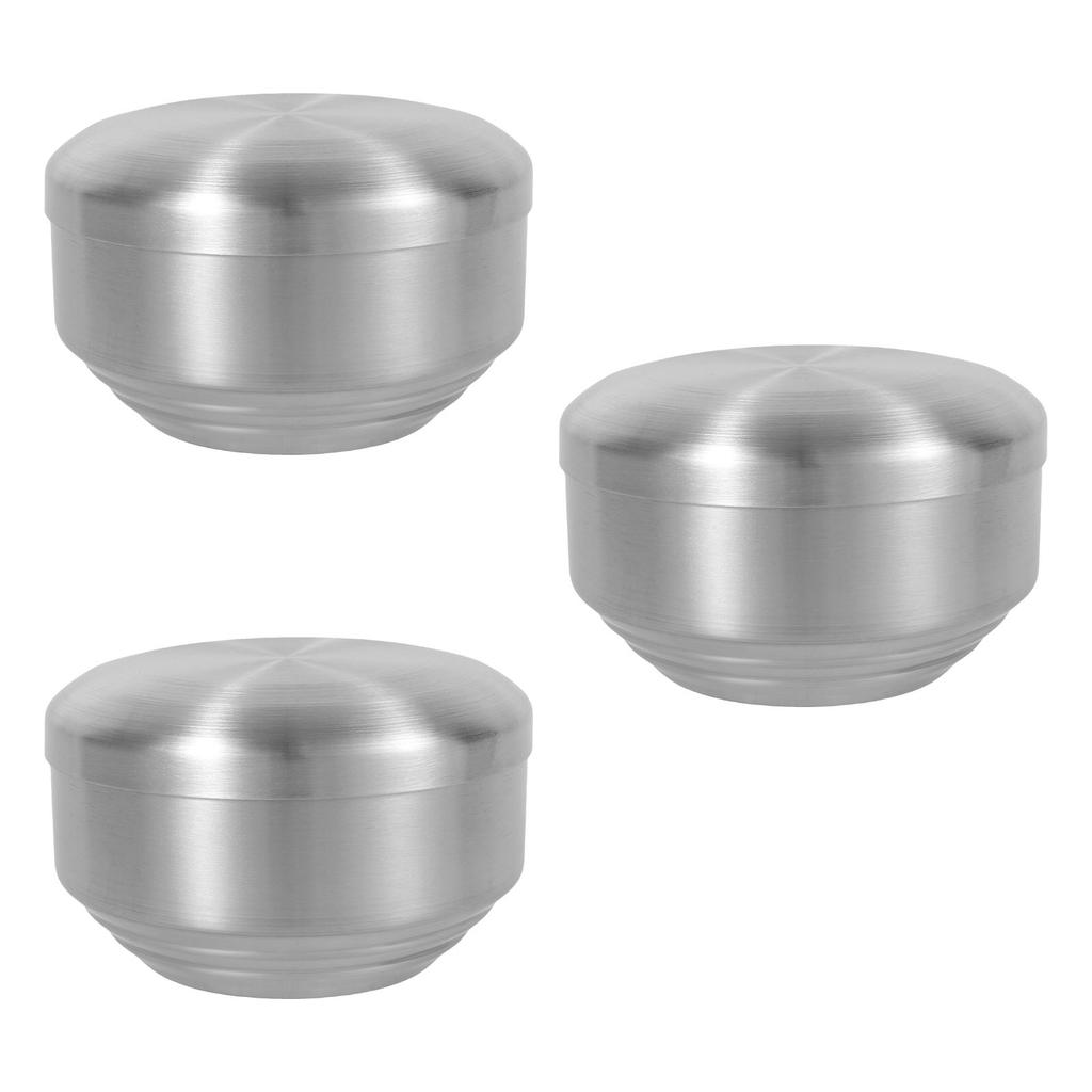 3Pcs Stainless Steel Bowl Double Layer Rice Bowl Heat Resistant Rice Noodle Soup Bowls with Lid for Restaurant Kitchen Tableware