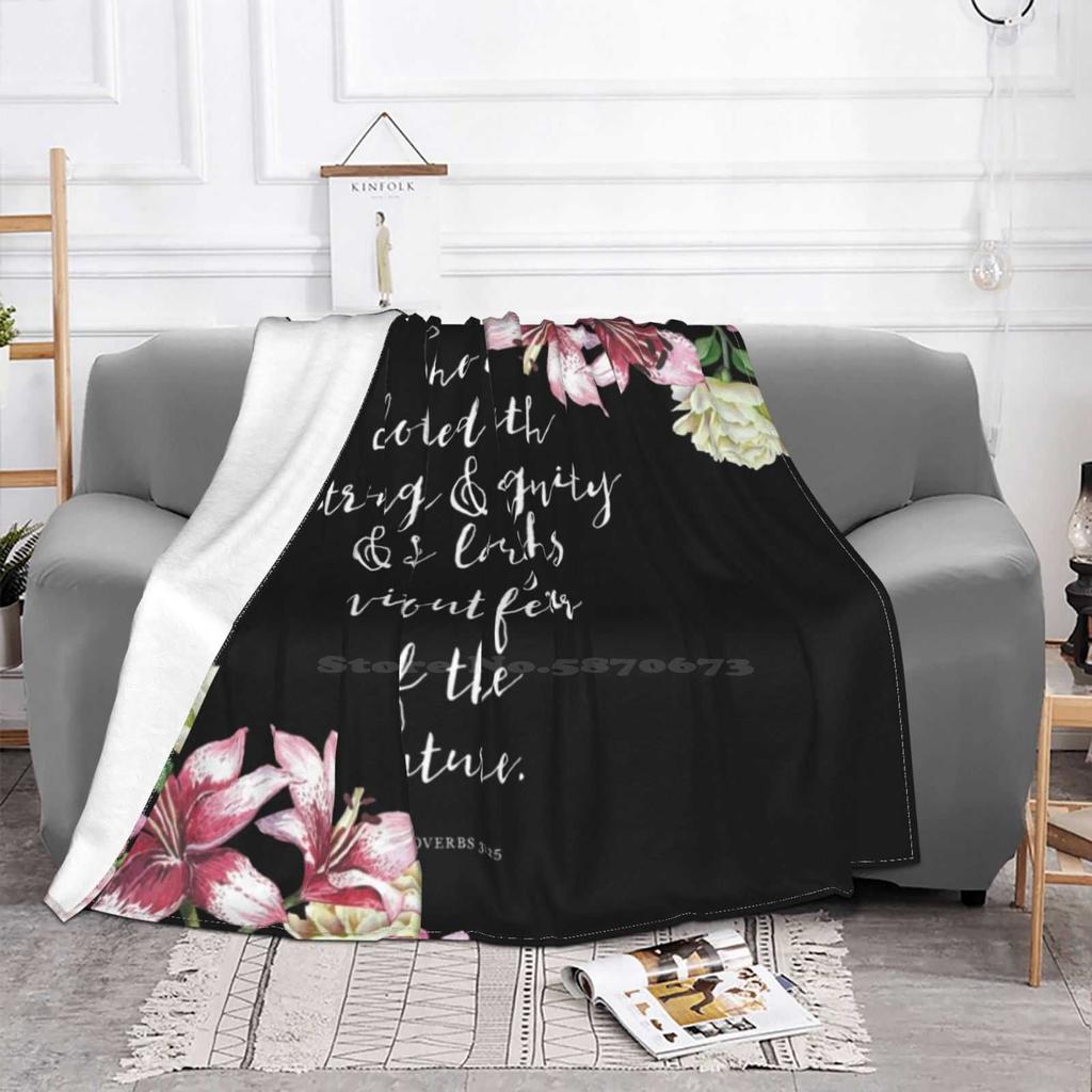 Christian Proverbs Latest Super Soft Warm Light Thin Blanket Christian Quotes She Is Clothed With Strength And Dignity Proverbs