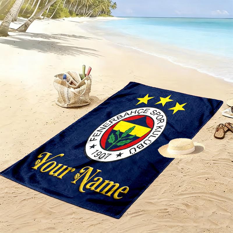 Asciugamano da Spiaggia Personalizzato con Nome Fenerbahce Sports Club, Asciugamano Grande Morbido Asciugatura Rapida per Spiaggia Campeggio Nuoto -HE51