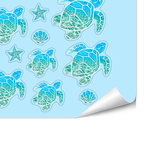 Glow in The Dark Ocean Sink Sticker Self-Adhesive Waterproof Bathroom Decals Cute Turtles Dolphins Sea Animal PVC Sticker for Sinks Bathtubs
